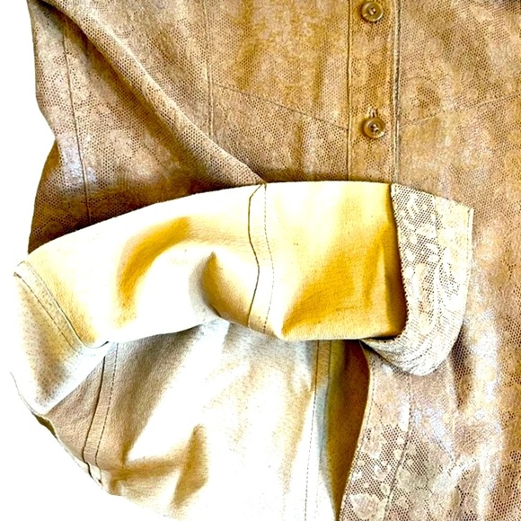 Margaret Godfrey Vintage 3/4 Sleeve Button Up Shirt 100% Leather//Large - Picture 10 of 12